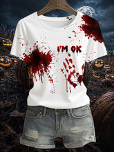 Frauen lustig Ich bin OK Blut beflecktes, lässiges Kurzarm-T-Shirt
